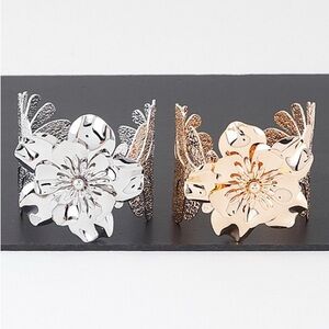 7J. Delicate Flower Metal Cuff Bracelet